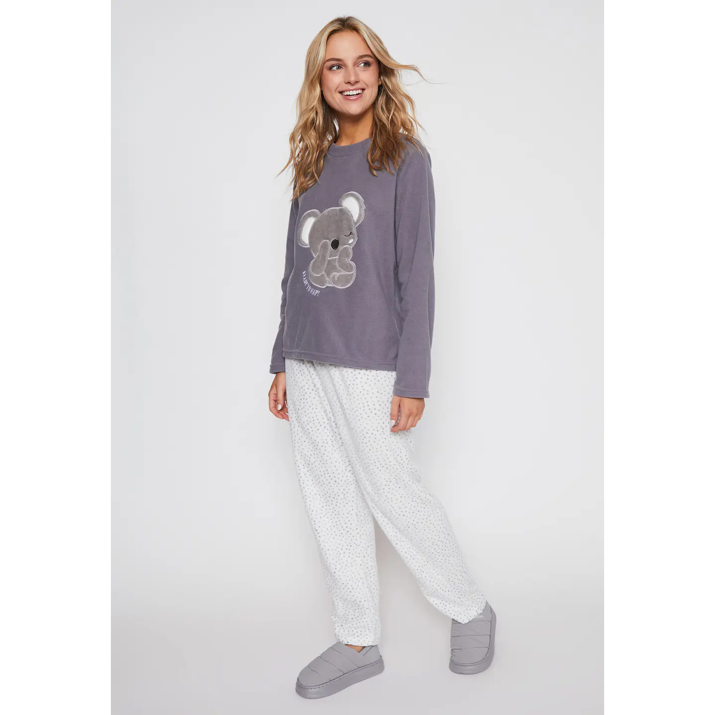 Pijama Polar Koala Mujer Gris Familyshop 1