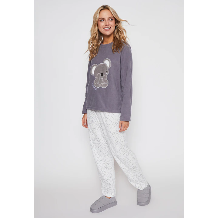 Pijama Polar Koala Mujer Gris Familyshop 1