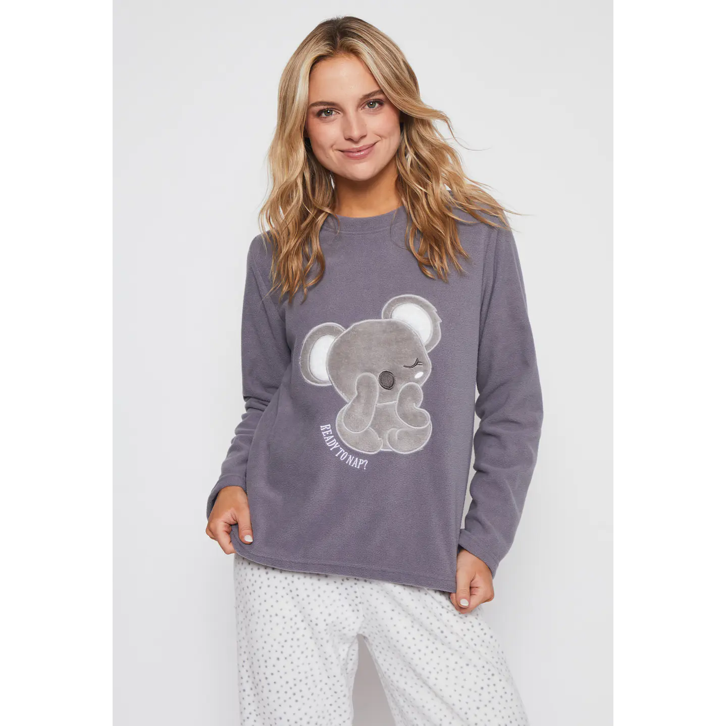 Pijama Polar Koala Mujer Gris Familyshop 4