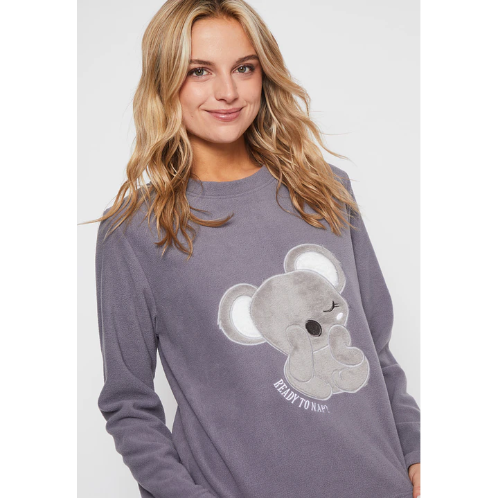 Pijama Polar Koala Mujer Gris Familyshop 3