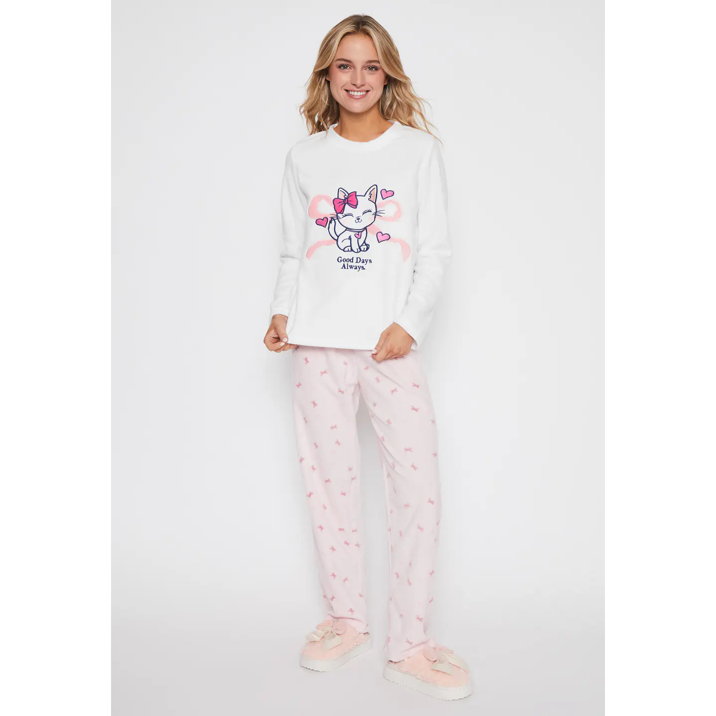 Pijama Polar Mujer Blanco Familyshop 1