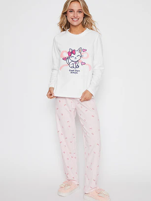 Pijama Polar Mujer Blanco Familyshop
