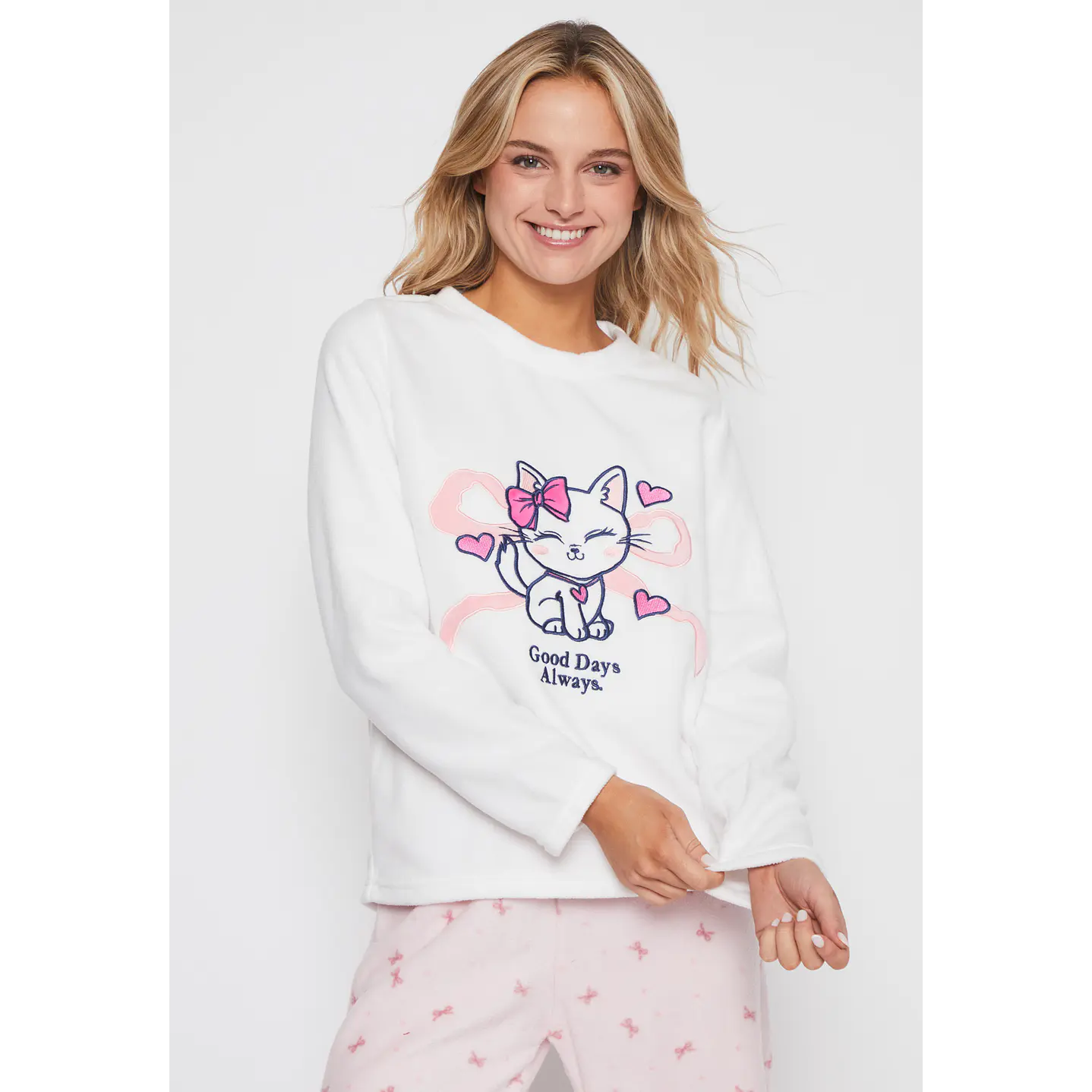 Pijama Polar Mujer Blanco Familyshop 4