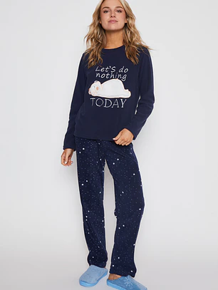 Pijama Polar Nube Mujer Azul Familyshop