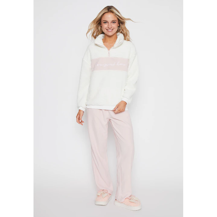 Pijama Peludo Cierre Mujer Rosado Familyshop 1
