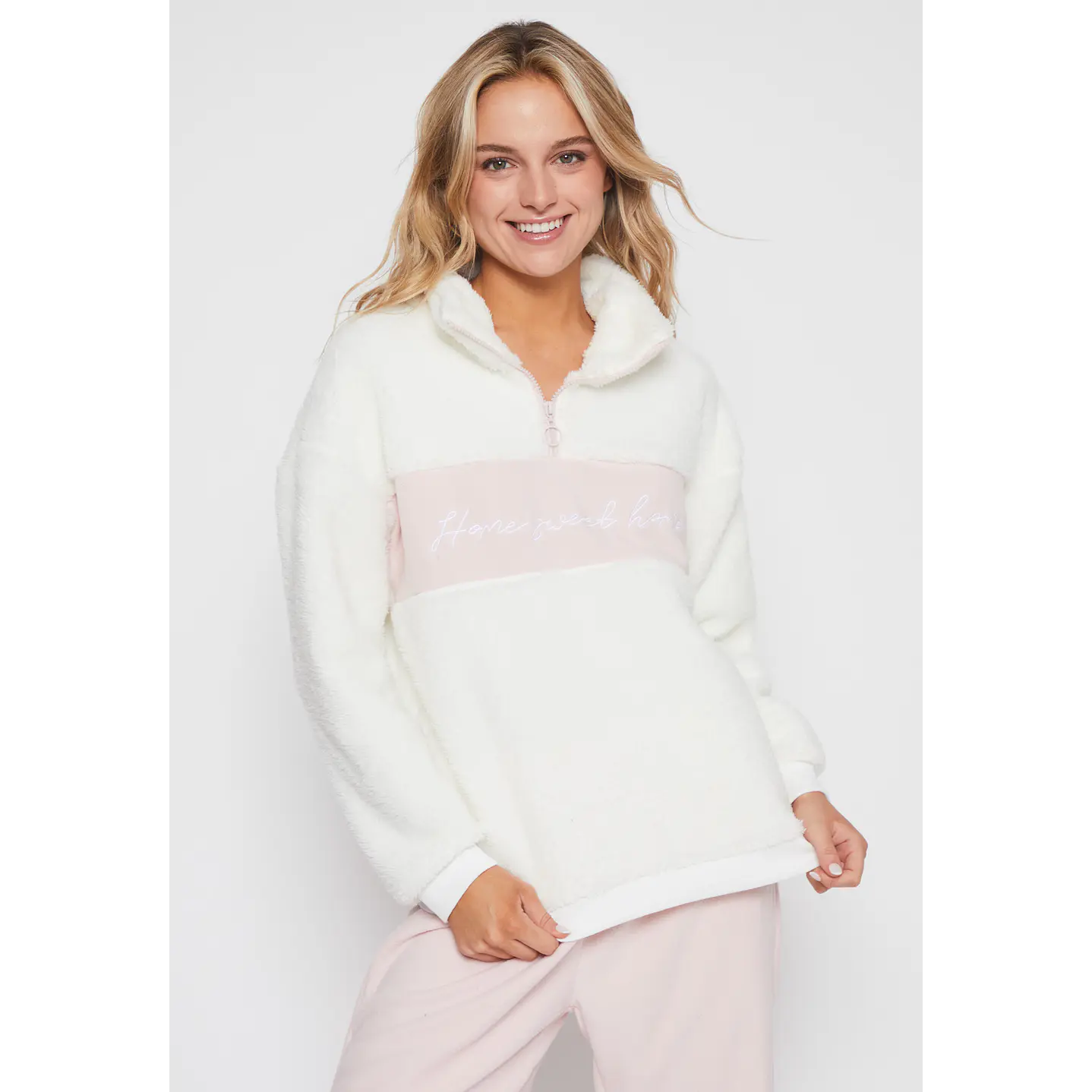 Pijama Peludo Cierre Mujer Rosado Familyshop 3