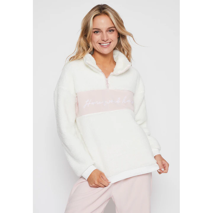 Pijama Peludo Cierre Mujer Rosado Familyshop 3