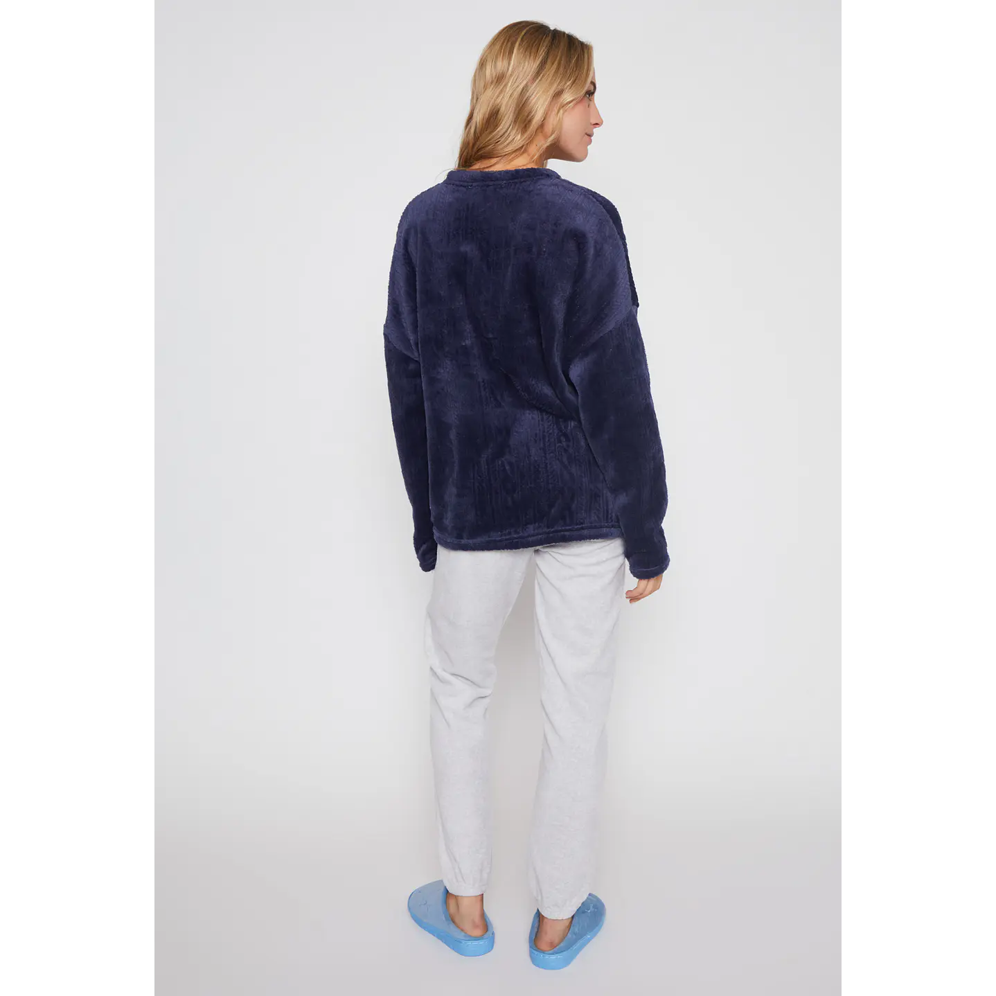 Pijama Polar Texturado Mujer Azul Familyshop 2