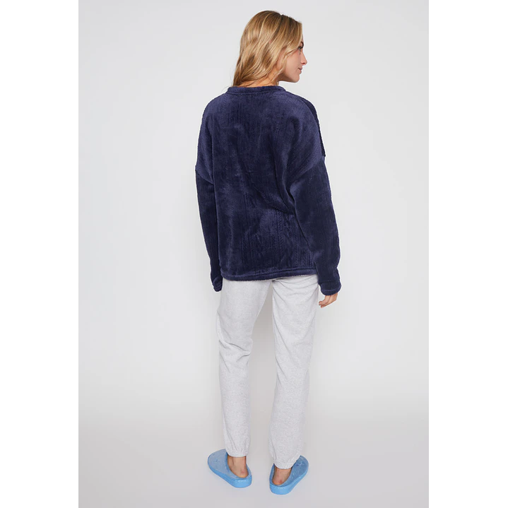 Pijama Polar Texturado Mujer Azul Familyshop 2