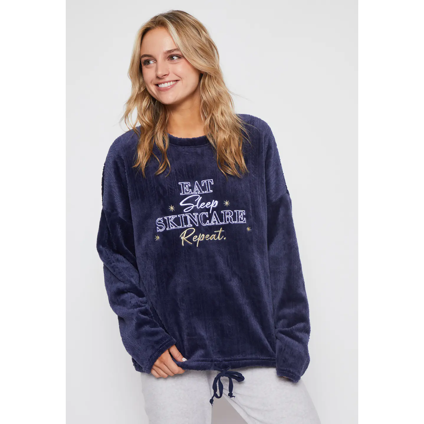 Pijama Polar Texturado Mujer Azul Familyshop 4