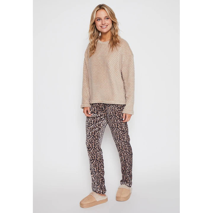 Pijama Waffle Mujer Beige Familyshop 1