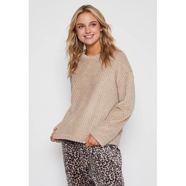 Pijama Waffle Mujer Beige Familyshop 3
