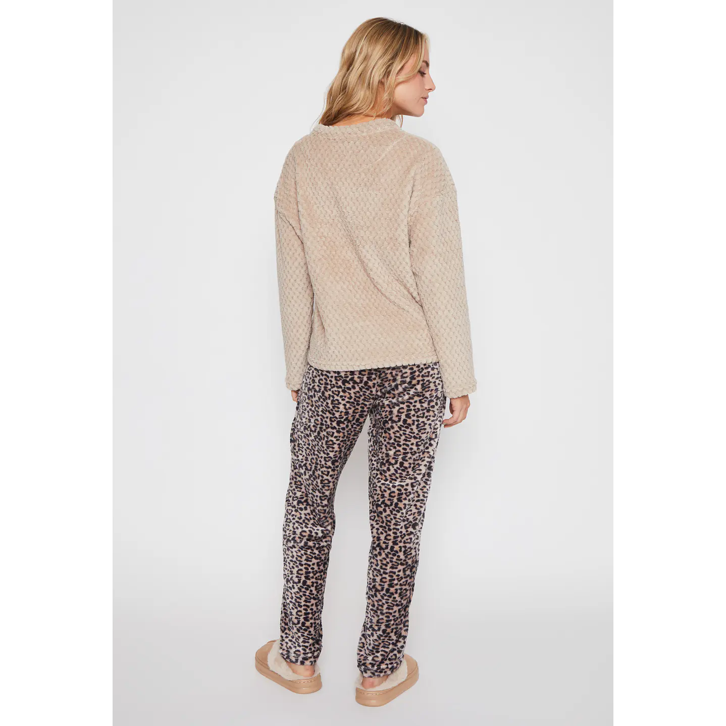 Pijama Waffle Mujer Beige Familyshop 2