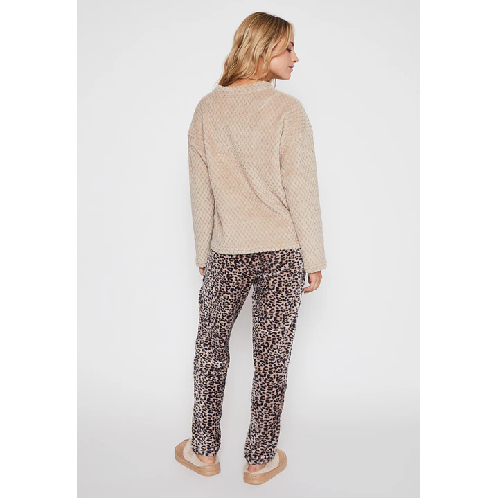 Pijama Waffle Mujer Beige Familyshop 2
