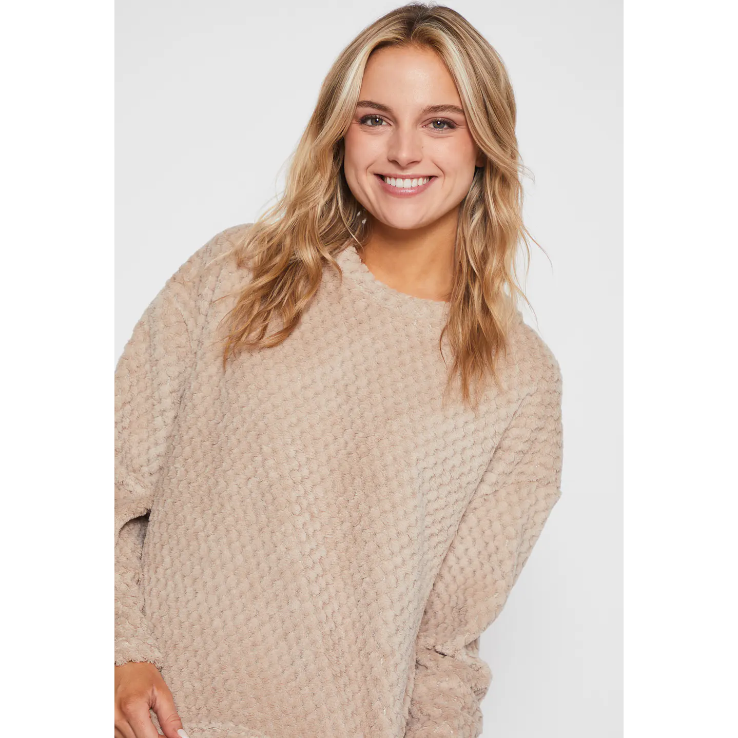 Pijama Waffle Mujer Beige Familyshop 4