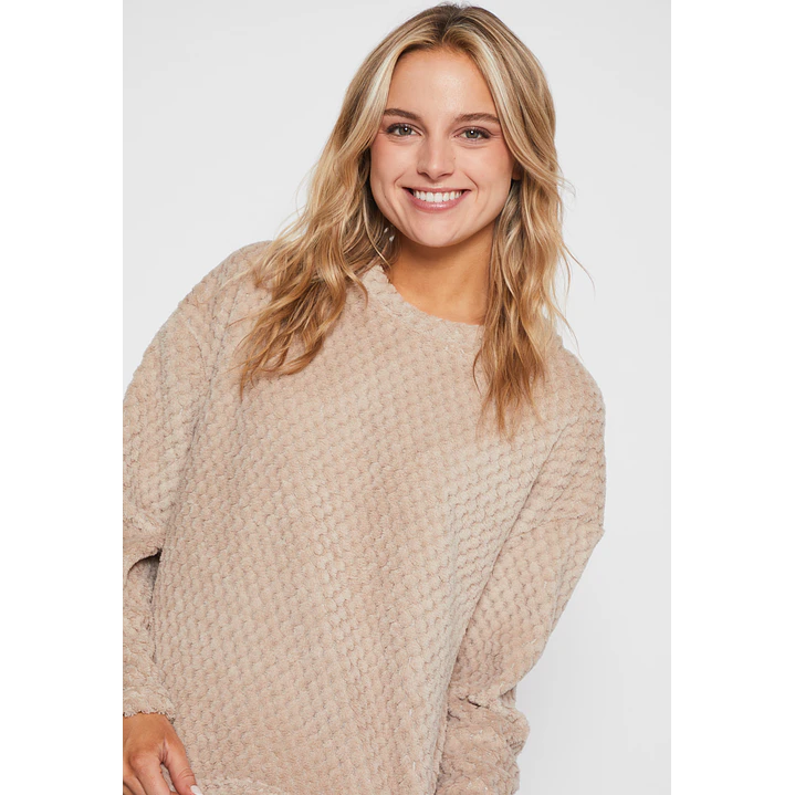 Pijama Waffle Mujer Beige Familyshop 4