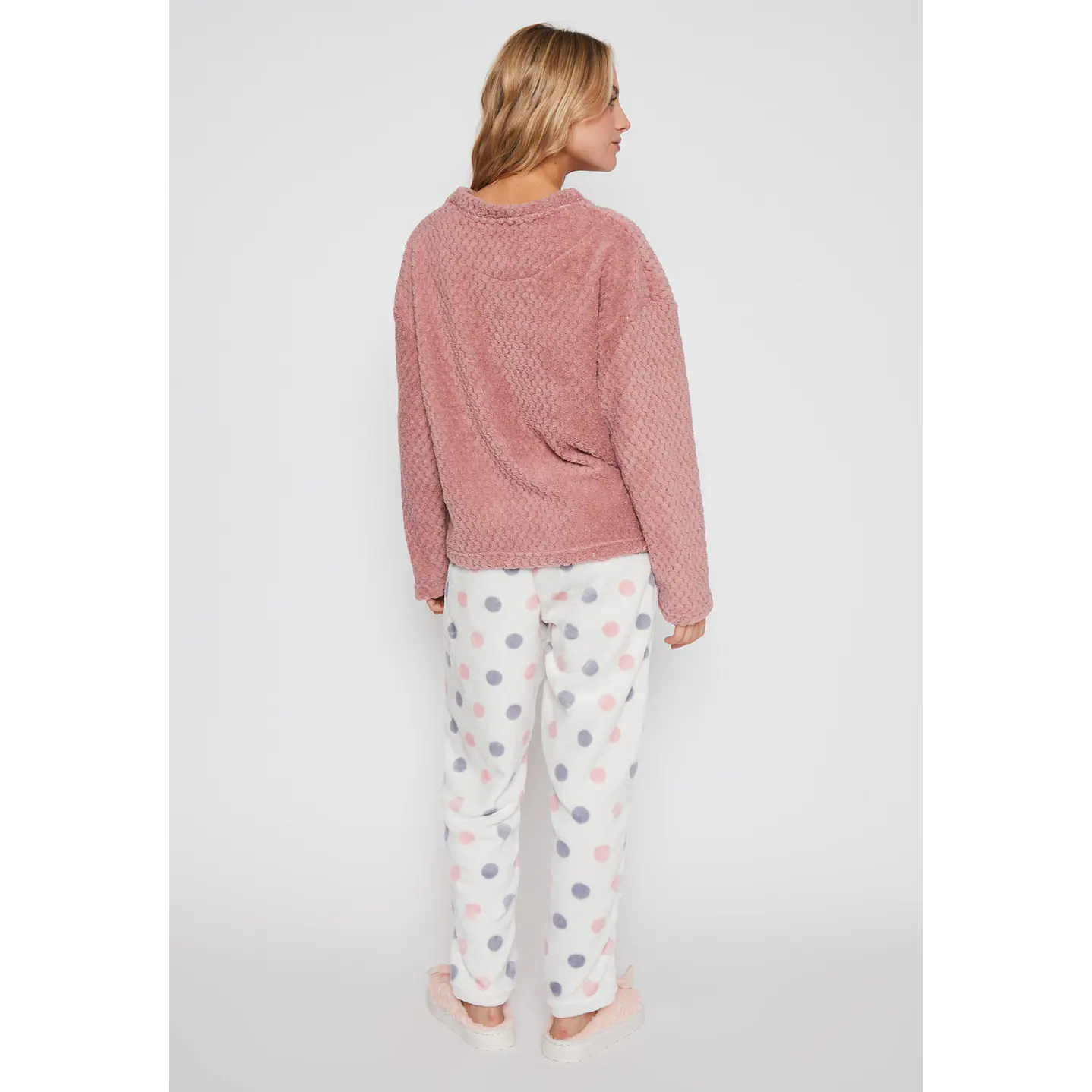 Pijama Waffle Mujer Rosado Familyshop 2