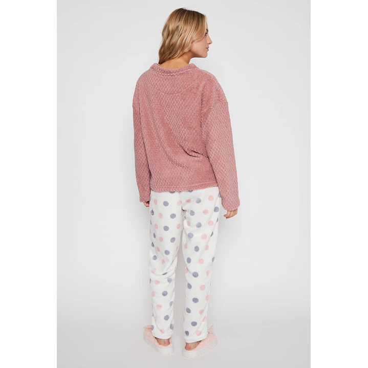 Pijama Waffle Mujer Rosado Familyshop 2