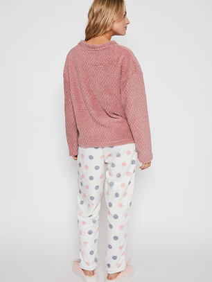 Pijama Waffle Mujer Rosado Familyshop