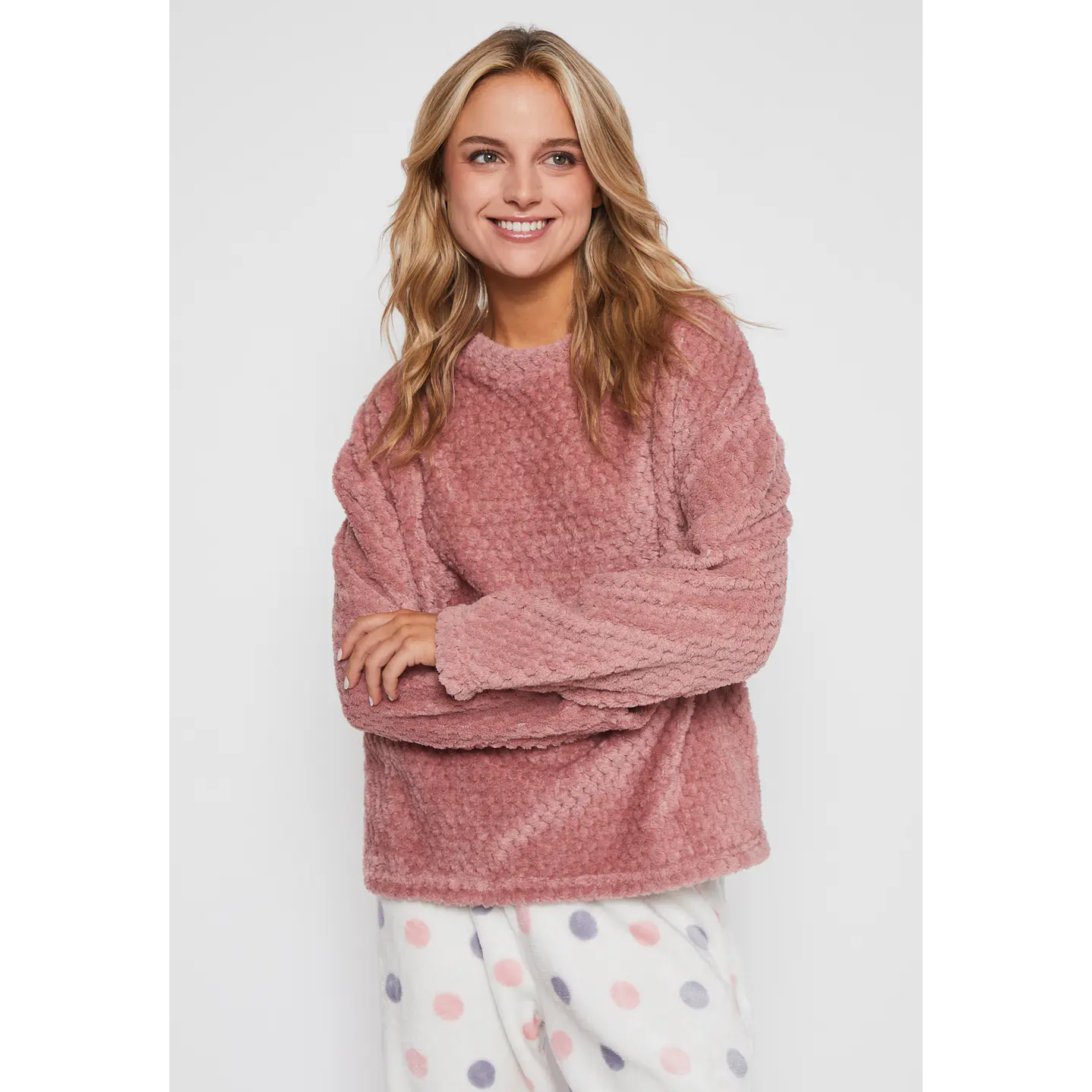 Pijama Waffle Mujer Rosado Familyshop 3
