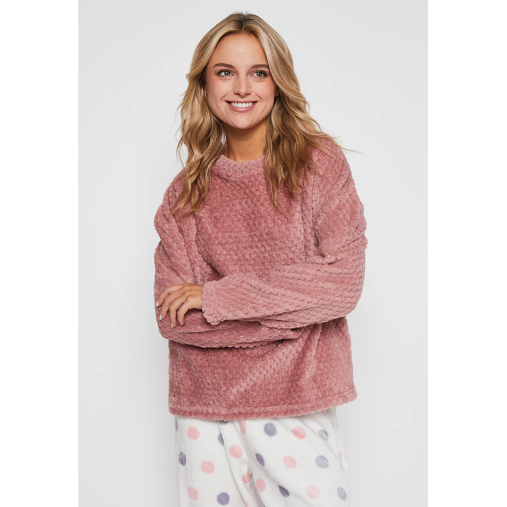 Pijama Waffle Mujer Rosado Familyshop 3