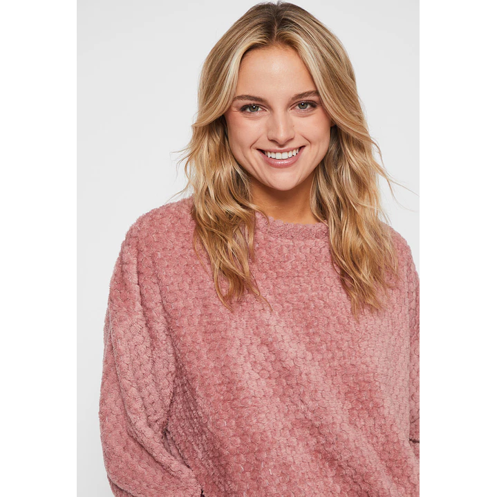 Pijama Waffle Mujer Rosado Familyshop 4
