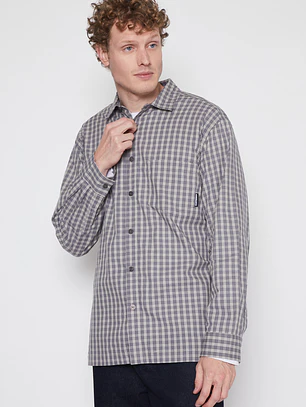 Camisa Escocesa Relax Hombre Gris Familyshop