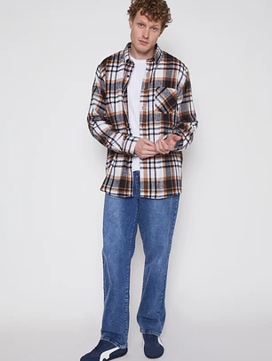 Camisa Franela Hombre Beige Familyshop