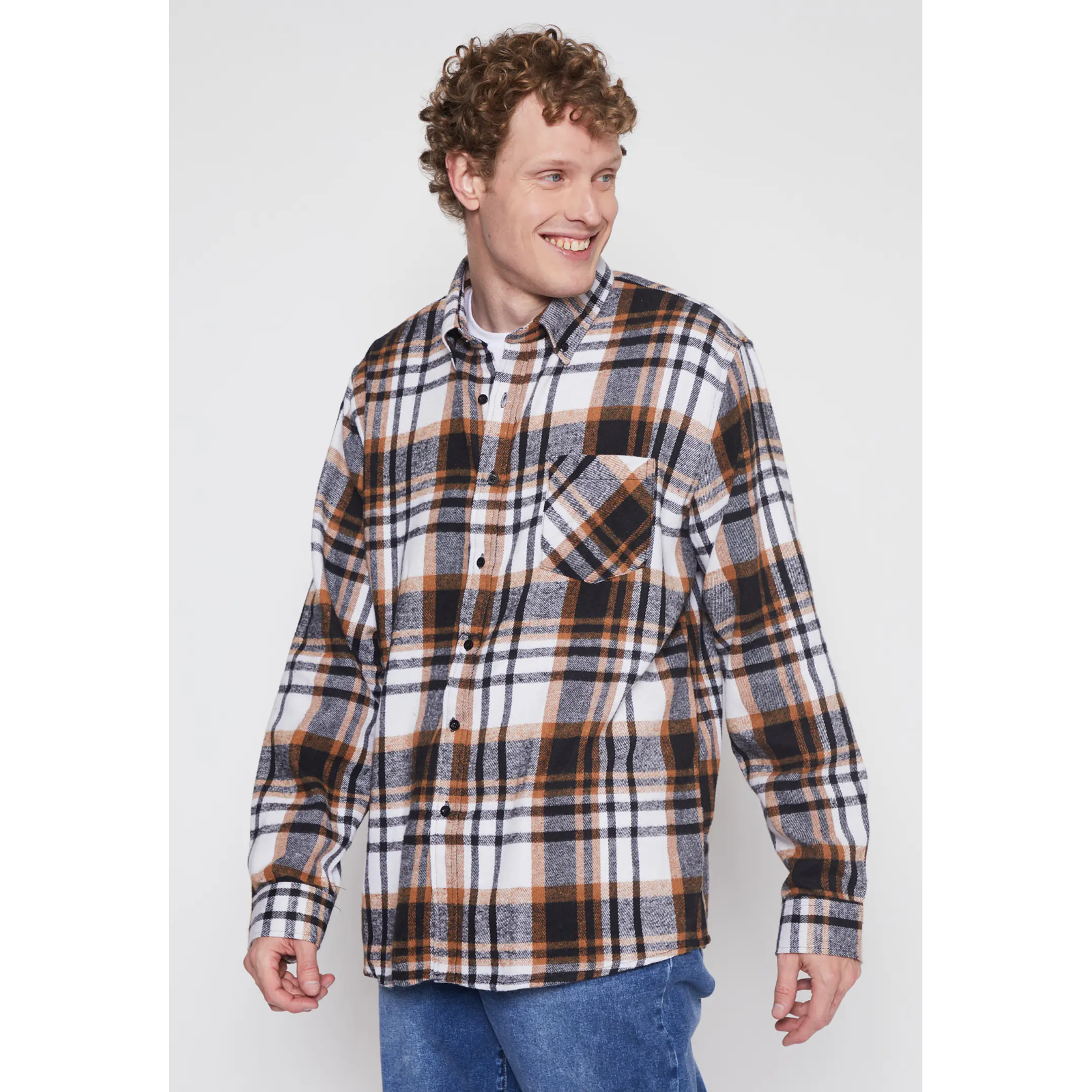 Camisa Franela Hombre Beige Familyshop 1