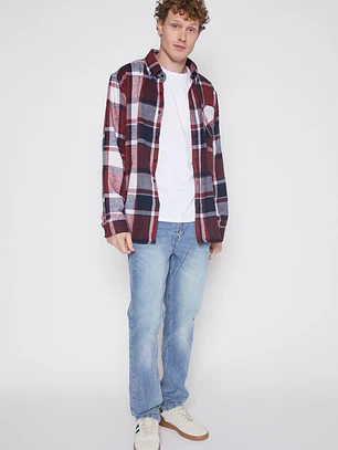 Camisa Franela Hombre Burdeo Familyshop