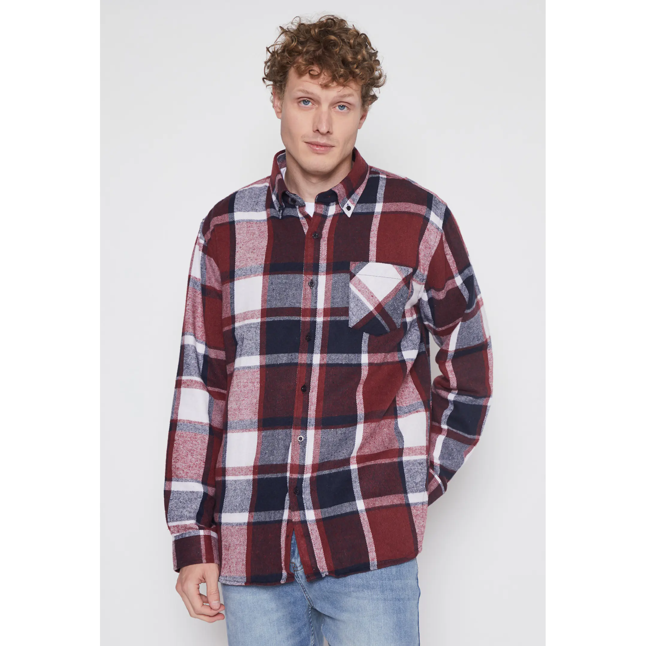 Camisa Franela Hombre Burdeo Familyshop 1
