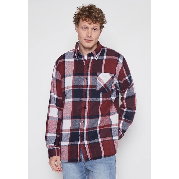 Camisa Franela Hombre Burdeo Familyshop 1