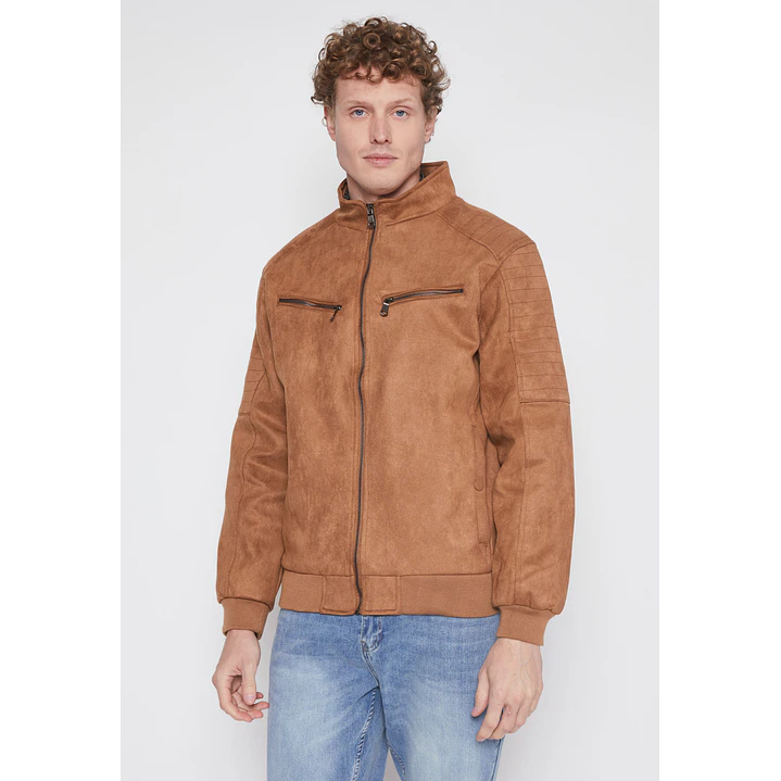 Chaqueta Suede Motoquera Hombre Beige Familyshop 1
