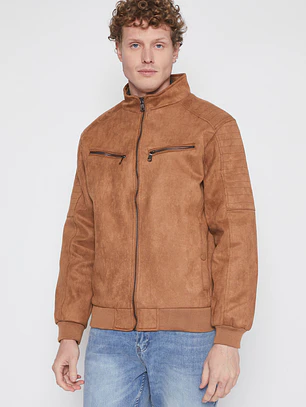 Chaqueta Suede Motoquera Hombre Beige Familyshop