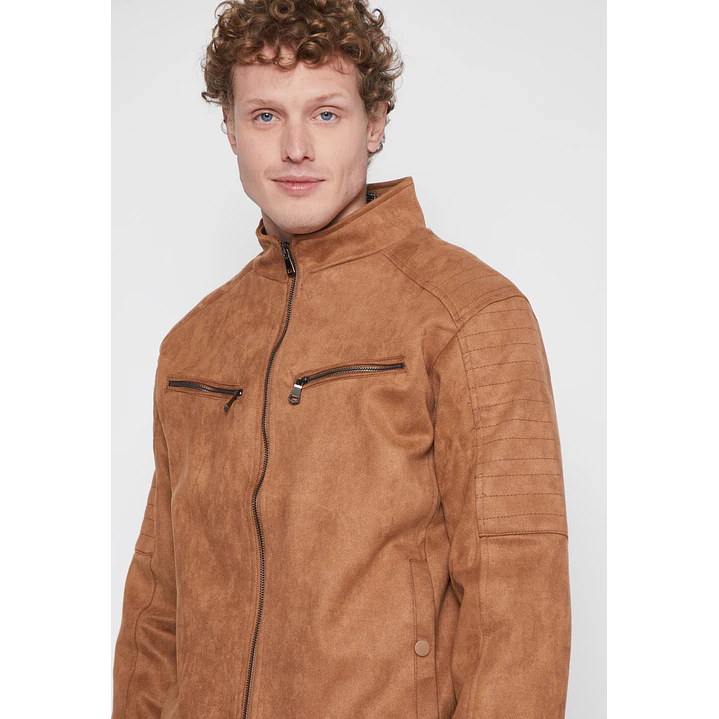 Chaqueta Suede Motoquera Hombre Beige Familyshop 4