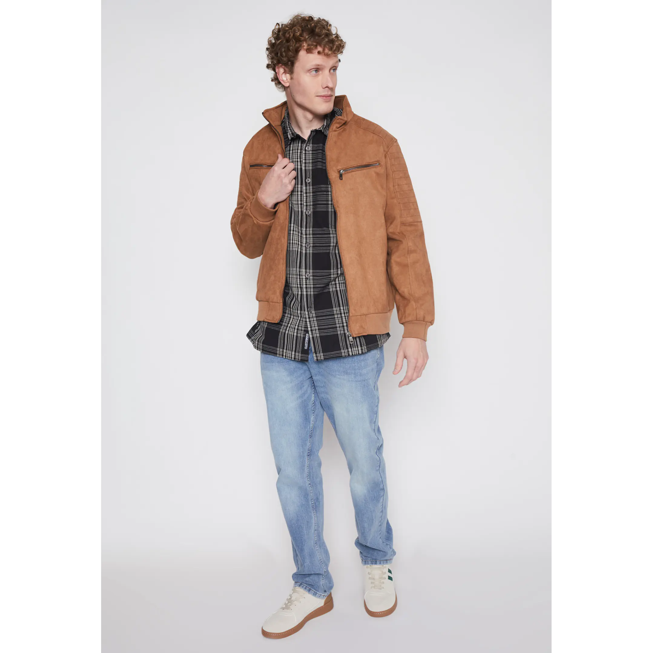 Chaqueta Suede Motoquera Hombre Beige Familyshop 2