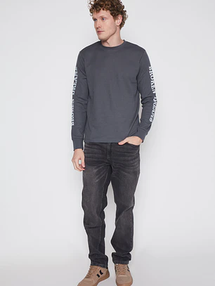 Polera Waffle Print Hombre Gris Familyshop