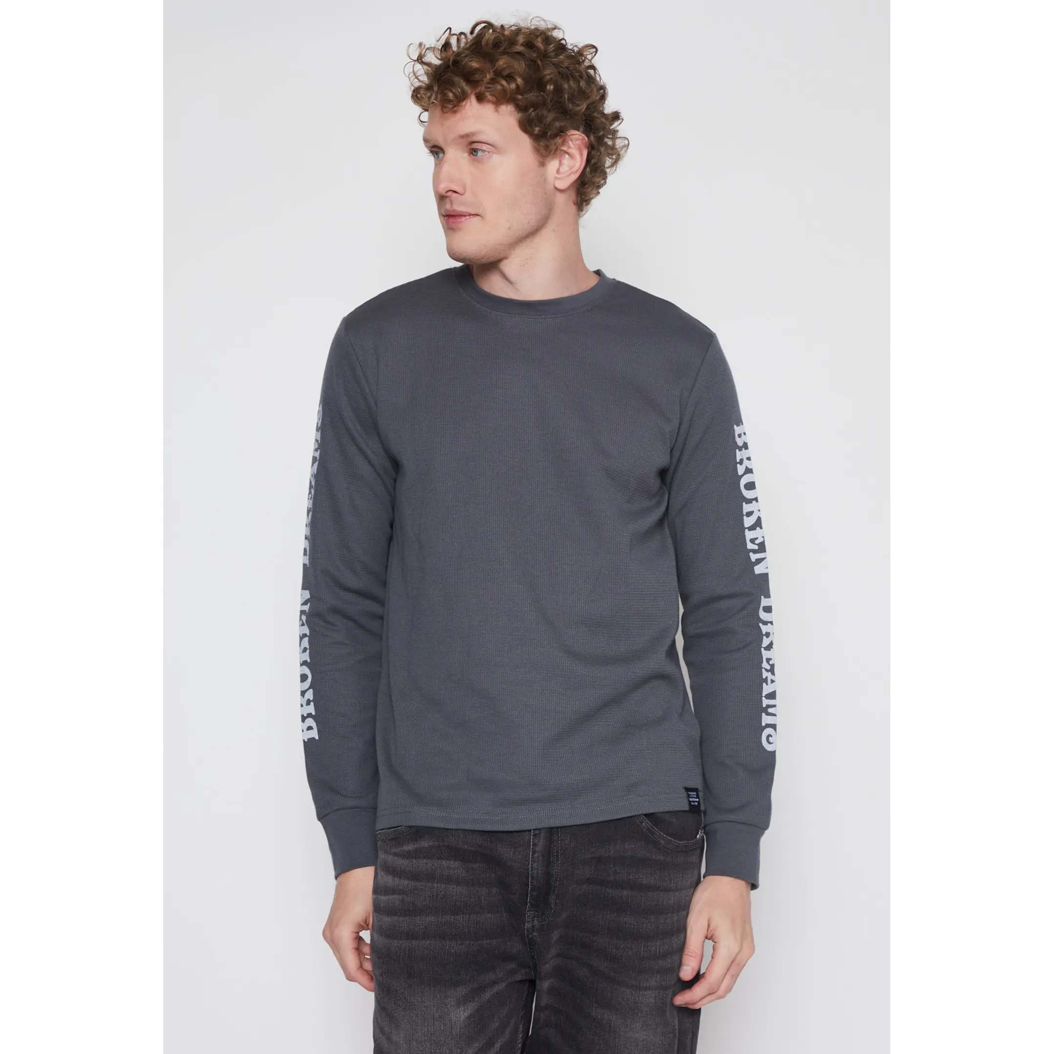 Polera Waffle Print Hombre Gris Familyshop 1