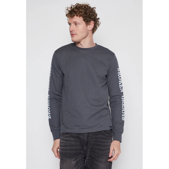 Polera Waffle Print Hombre Gris Familyshop 1