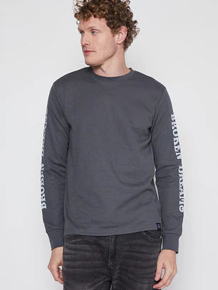 Polera Waffle Print Hombre Gris Familyshop