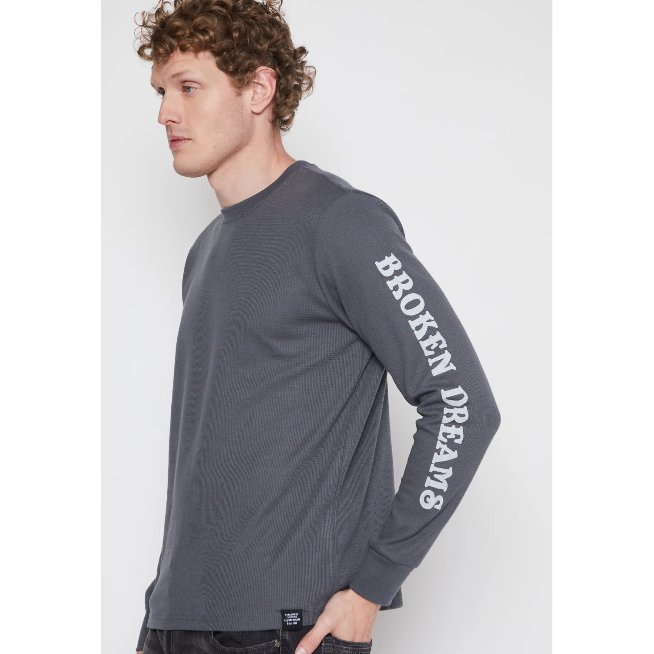 Polera Waffle Print Hombre Gris Familyshop 4