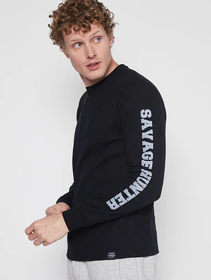 Polera Waffle Brazos Hombre Negro Familyshop