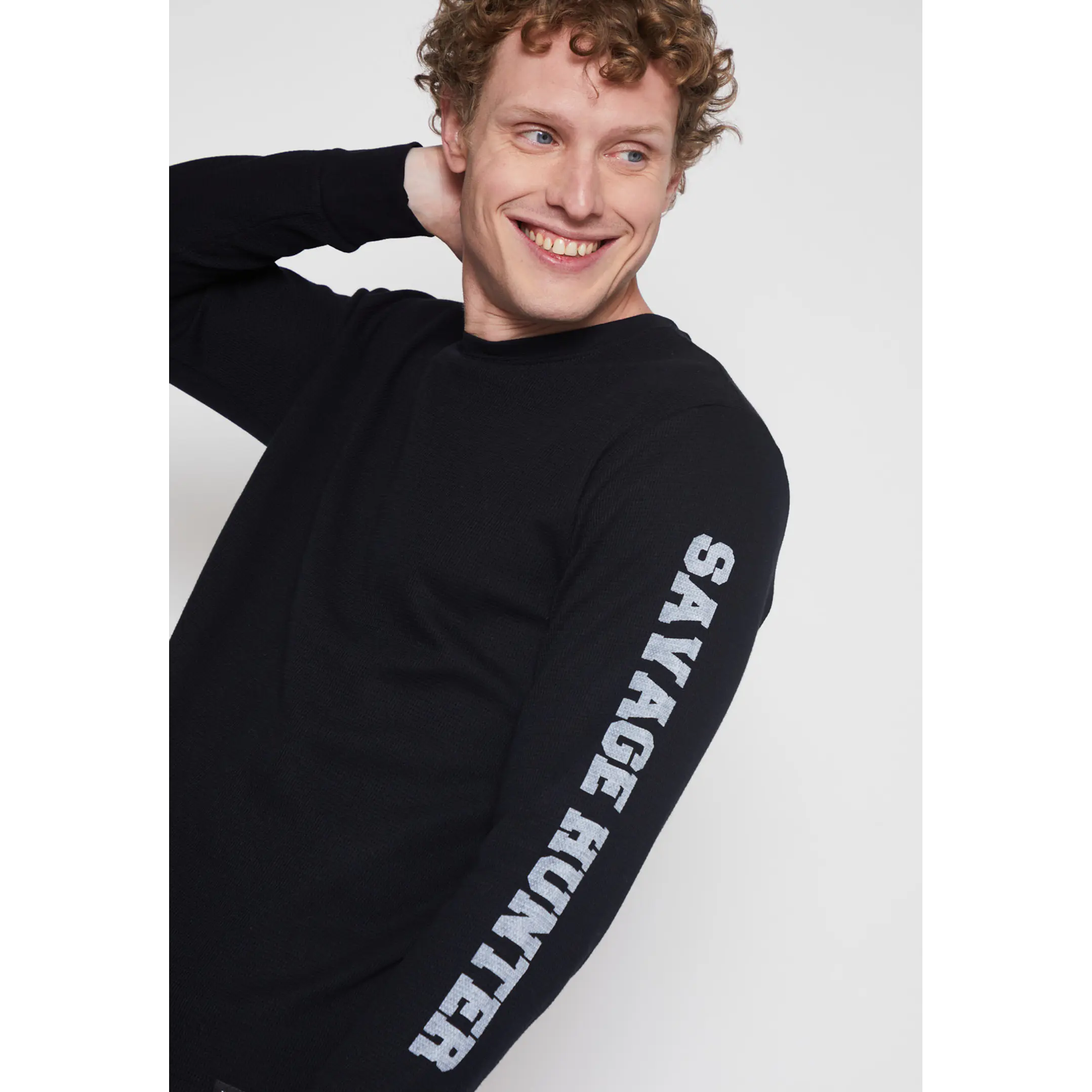 Polera Waffle Brazos Hombre Negro Familyshop 3