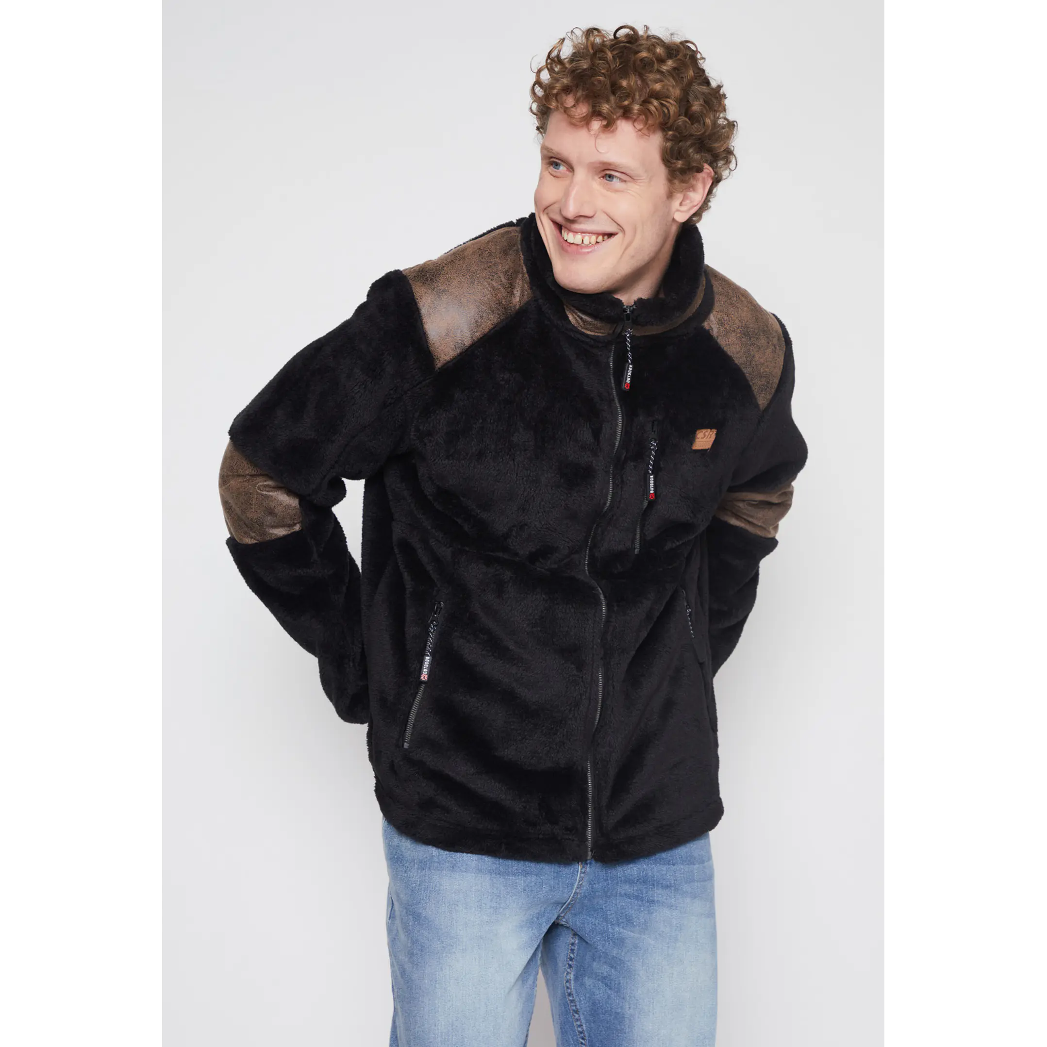 Chaqueta Peluda Hombre Negro Familyshop 1