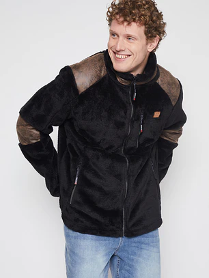 Chaqueta Peluda Hombre Negro Familyshop