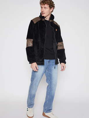 Chaqueta Peluda Hombre Negro Familyshop