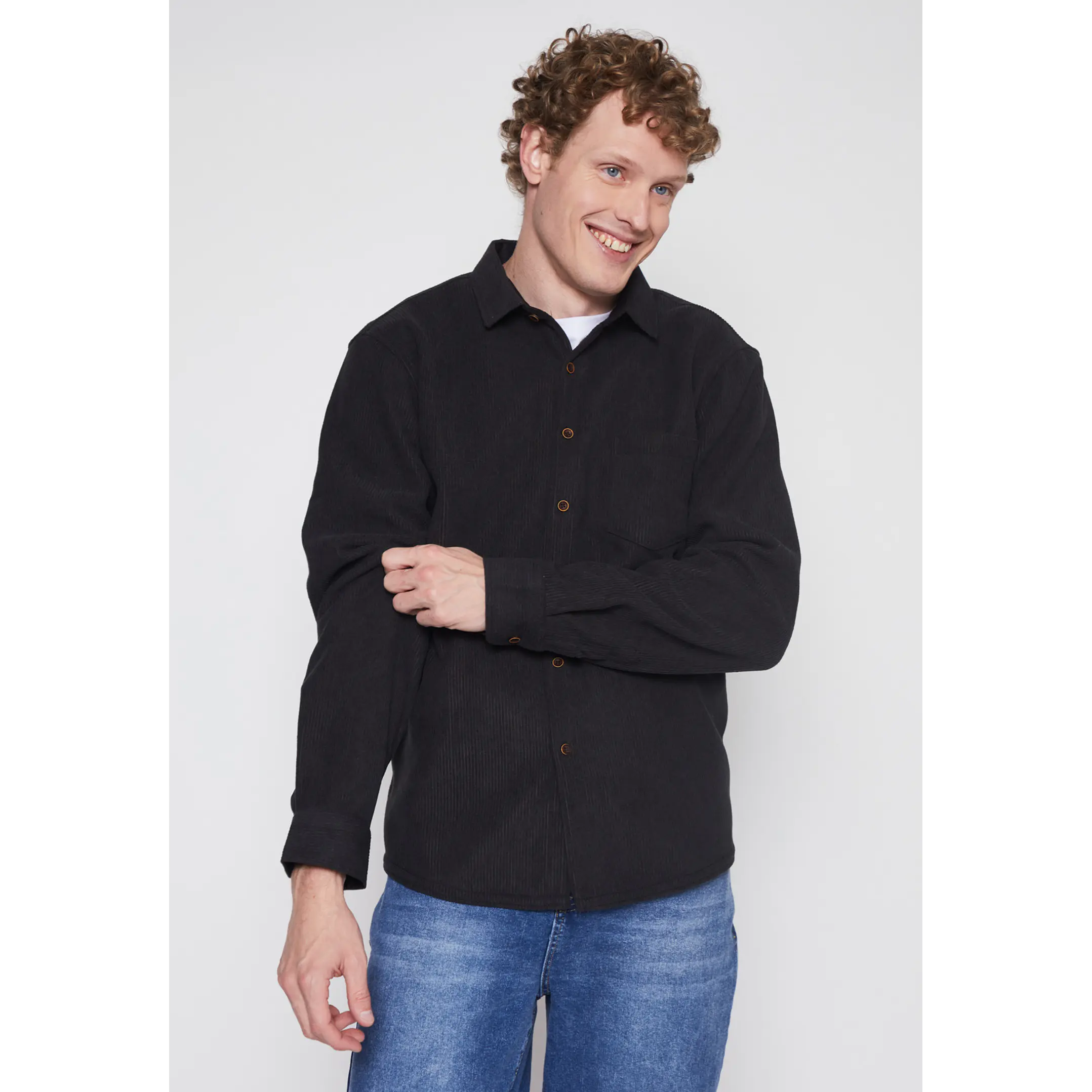 Camisa Cotele Liso Hombre Gris Familyshop 1