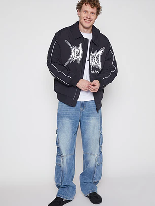 Jeans Cargo Corte Hombre Azul Familyshop