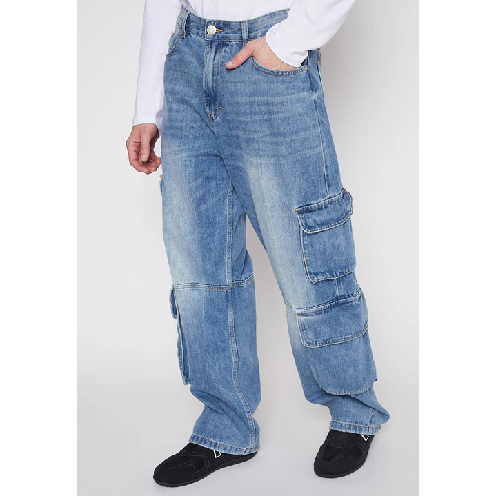Jeans Cargo Corte Hombre Azul Familyshop 1
