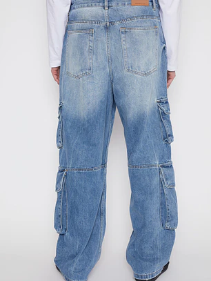 Jeans Cargo Corte Hombre Azul Familyshop